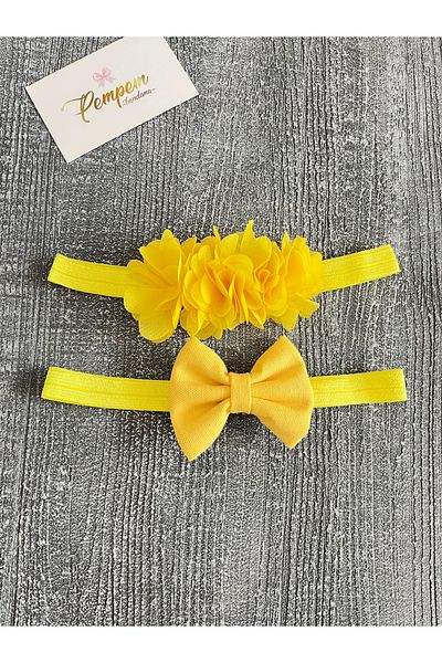 pempem bandana Baby Girl Frida Bandana and Linen Bow Bandana Color Choice Set of 2