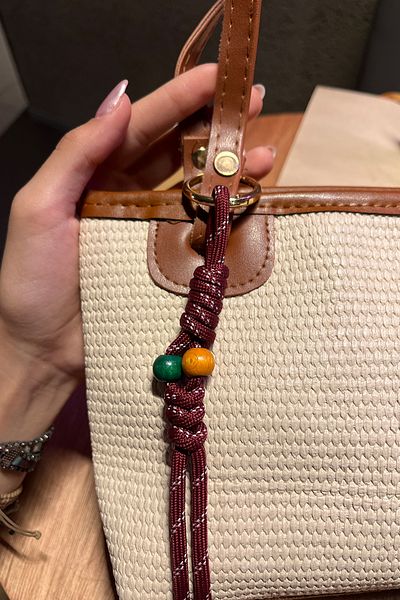 torime Women's Shoulder Bag with Straw Texture Charm Gift