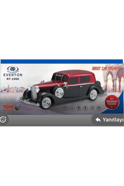 Yerli EVERTON RT-1960 Kırmızı Arabalı Bluetooth Fm-Usb-Tf-Aux Şarjlı Nostalji...