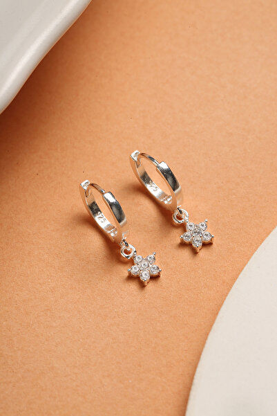 Elika Silver 925 Ayar Gümüş Sallantılı Lotus Küpe