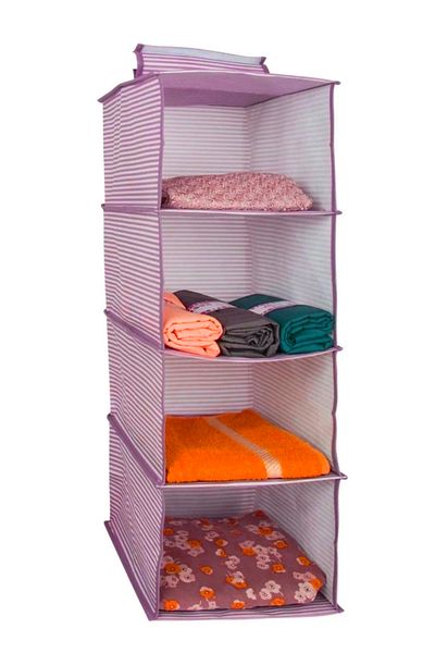 HOMENIVA 4 Compartment Hanging Wardrobe Organizer 24X29X64 cm