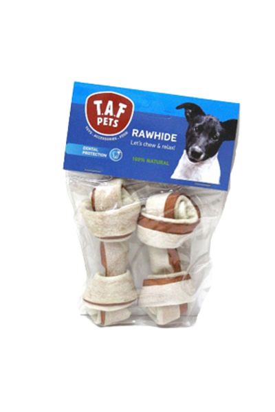 TAF PETS Recompense caini, os innodat din piele presata, 0,145Kg, 10 cm, 25-30g, 2 bucati, 2 culori