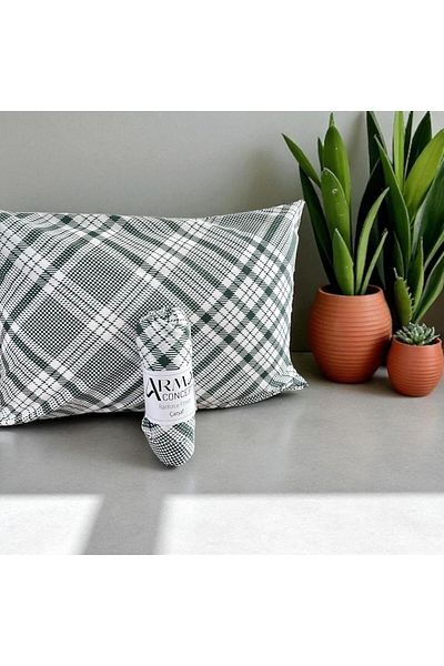 Arma Concept Single Plaid Pattern Ranforce Fabric Fitted Elastic Sheet & 1 Pillow Case