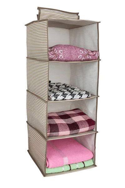 HOMENIVA 4 Compartment Hanging Wardrobe Organizer 24X29X64 cm