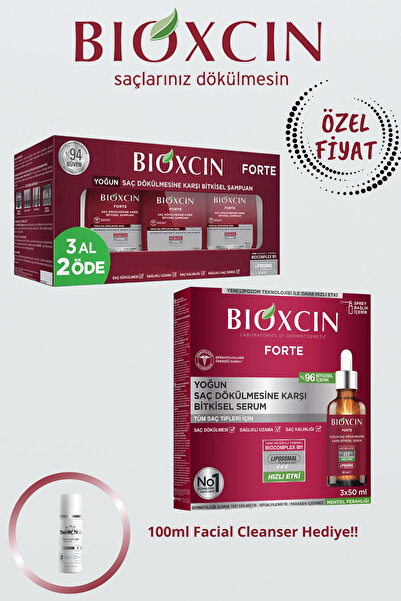 Bioxcin Forte Şampuan 300ml 3 Al 2 Öde + Forte Serum 3x50ml (Dökülme Karşıtı Avantajlı Set)