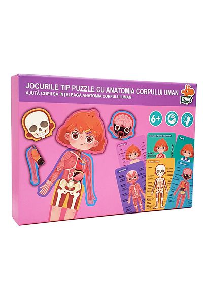 SARALMA Puzzle educativ din lemn, corpul uman in limba romana, fetita, SARALMA®