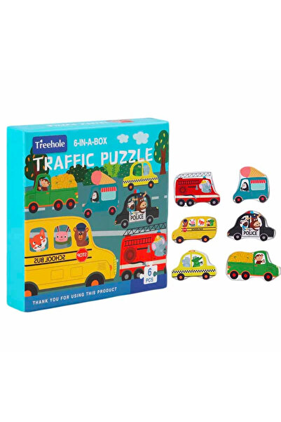 SARALMA Set puzzle de jucarie, vehicule, din carton solid, 6 piese