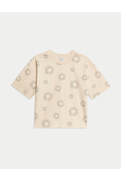Marks & Spencer Pamuklu Kısa Kollu Desenli T-shirt