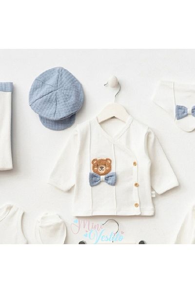 MiniVestito Samuel Teddy Bear Patterned Bow Tie Cap Hat 10 Piece Hospital Release