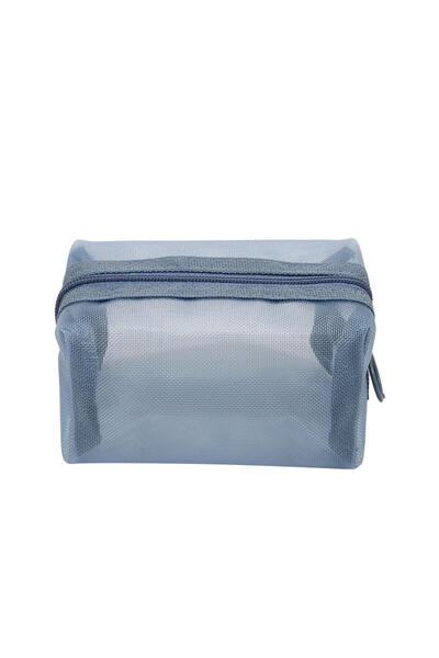 Choice حقائب مستحضرات تجميل صغيرة زرقاء شفافة من النايلون الشبكى للنساء، حقائ...