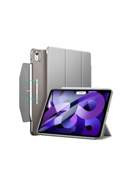 dalip Case for iPad Air 4 2020/Air 5 2022, Ascend Trifold, Magnetic Closure, Pen Holder, Gray