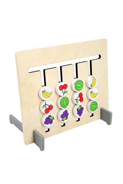 sallma Montessori Puzzle Set, Let's Learn Fruits and Colors 4 in 1