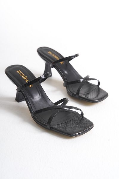 BUNİPARK Women's Jessi Ankle Strap Metallic Crocodile Slippers and Sandals