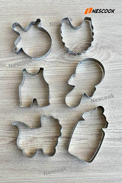 nescook Baby Bottle Stroller Pacifier Baby Jumpsuit Metal Cookie Mold Baby Shower Gift Gender Party