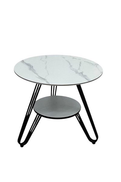 smart home Coffee and Tea Table - Premium Round Ceramic Serving Table with Heat-Resistant Surface, 60x60x60cm