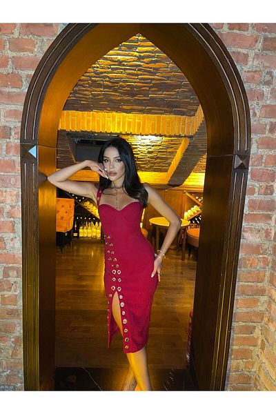 sajarsln Rochie din țesătură de scafandru din Lycra Gloplu cu accesoriu Gold Bird Eye