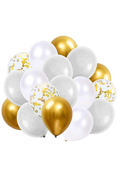 SERSIMO Σετ 50 μπαλόνια για πάρτι, 40cm, λευκά, χρυσά, γκρι