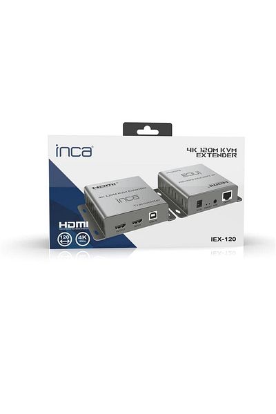 Yerli موسع الشبكة KVM من إنكا IEX-120 HDMI 4K@30Hz بطول 120 متر 4K@30Hz (طول الكابل CAT-5e-CAT-6)