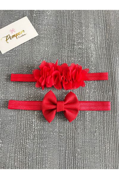 pempem bandana Baby Girl Frida Bandana and Linen Bow Bandana Color Choice Set of 2