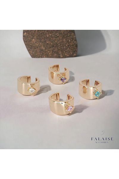 Falaise Accessories THICK RING CRIMBLE EARRING - BLUE STONE
