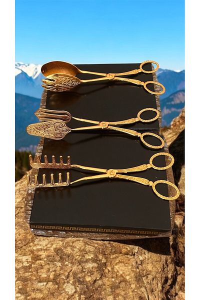 LeesHome Gold Service Salad Cake Pasta 3-Piece Tongs Set K-01