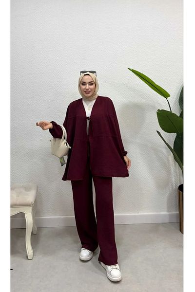 VOLT CLOTHİNG Ayrobin Hijab Bottom Top Set with Lace-Up Pants