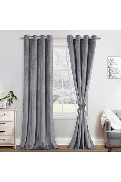 Metropolitan Concept Set of two full blackout velvet curtains, worked on staple rings