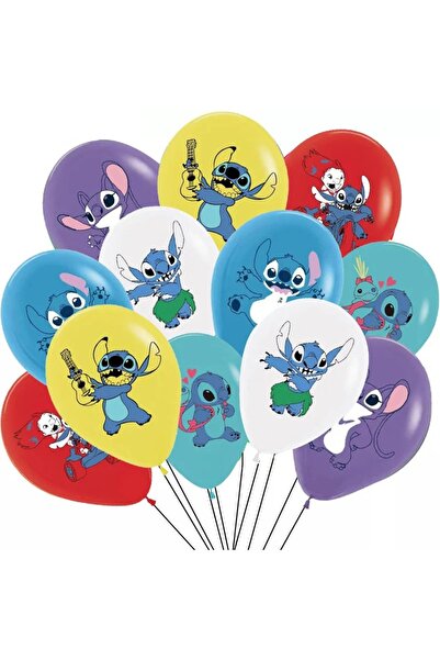 Miniso 12INCH 12pcs-04 12pcs 12Inch Disney Lilo and Stitch Latex Balloon Set Boy Girl's Birthday Party Supp