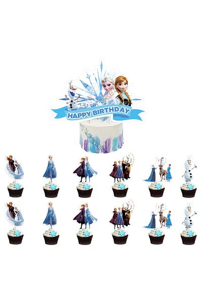 Disney 13pcs Cake Topper 13pcs Frozen Elsa Anna Cake Topper ​Kid Girl Happy Birthday Party Decoration Baby
