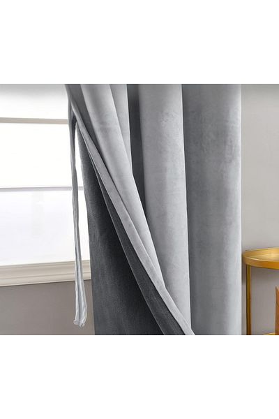 Metropolitan Concept Set of two full blackout velvet curtains, worked on staple rings