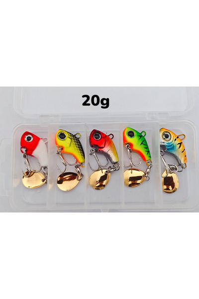 Choice4 20g Fishing Lure Set 5pcs Wobble Rotating Metal VIB Vibration Bait Sp...