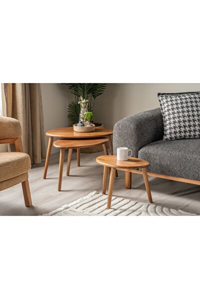 Vivense VALENS KAYIN AHŞAP SEHPA TAKIMI, CEVİZ