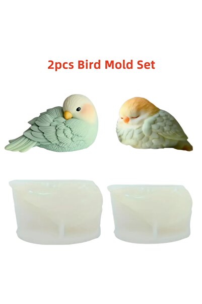 Choice1 قطعتان من قوالب طيور ثلاثية الأبعاد على شكل طائر، قالب شمعة من السيلي...