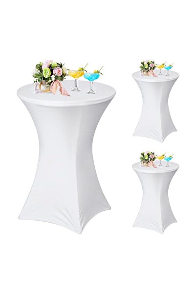 ElastiX White Cocktail Tablecloth 80 cm, double material, thick and durable, ...