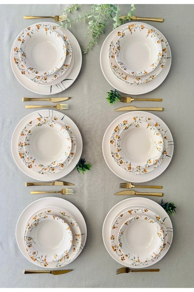 Yiğit Seramik Züccaciye Sarı Çiğdem 6 Kişilik 24 Parça Yemek Takımı