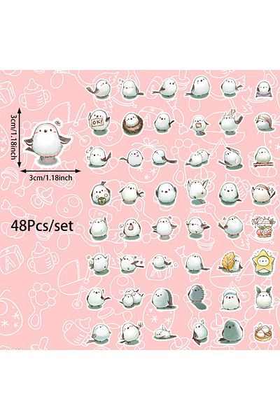 Choice 6X5.2X0.5CM ZFY-321 48pcs Small Pangj Stickers Can Be Used For Decoration Such As Notebooks, Suitcas