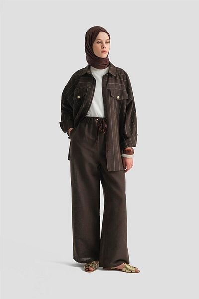 Armine Costum cămașă cu dungi 25Y6010 Cacao