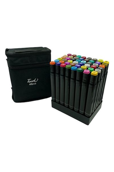 SOLLUXE Set of 48 Double Colored Markers with Holder and Storage Bag,
