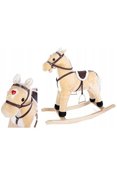 PROCART Children's swing, rocking horse, sound effects, lights, Cream wooden stand