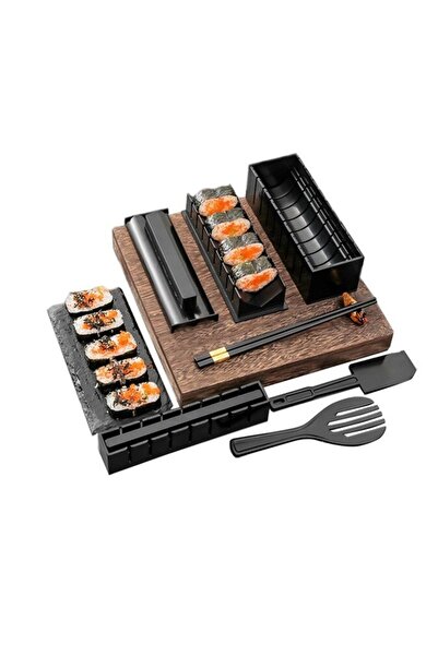 SOHO Set Ustensile Pentru Facut Sushi 10 Piese Forma Inima Inclusa 3 Forme Clasice ABS Curatare Usoa