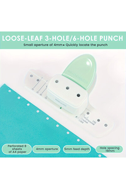 Choice 3 1pc Green 3-Hole Paper Punch, Portable Office File Border Hole Punch, Craft Tool for Art & Sewing.