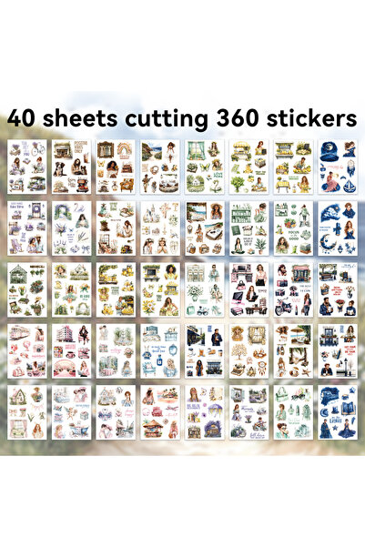 Choice 40 Sheets 40 Sheets Kawaii Cute Stationery Stickers Manor Theme Scenic Sticker Book DIY Photo Frame