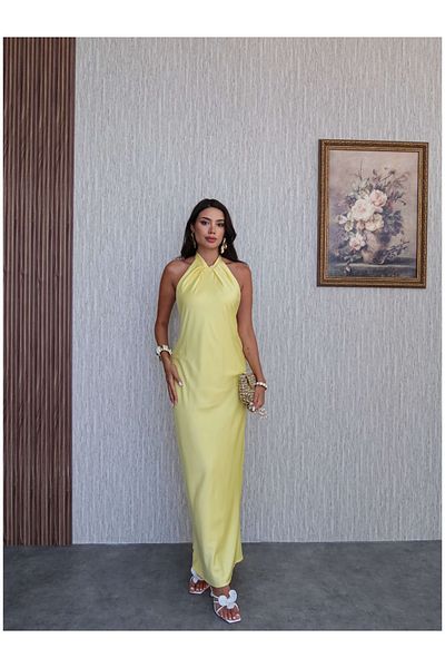 ESRAHELVACI Rochie din satin cu șireturi în față