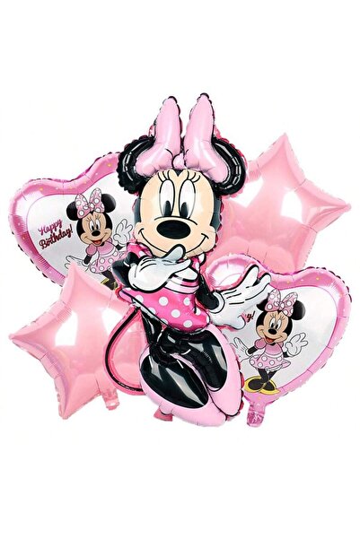 Miniso نمط آخر 3 (5 قطع) ديزني 5 قطع بالونات ألومنيوم وردية اللون بطابع ميني ...