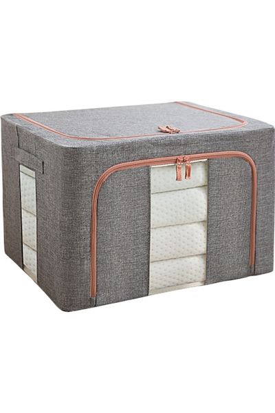 Briggs Cutie de depozitare pliabilă, cu fermoar, 100L, textilă, 60x42x40 cm, gri, cu două ferestre