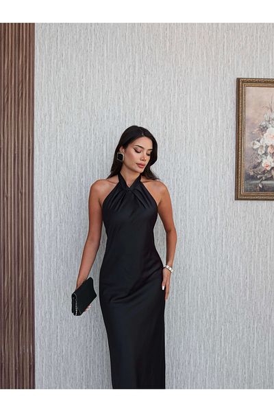 ESRAHELVACI Rochie din satin cu șireturi în față