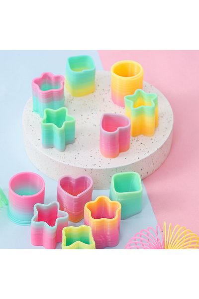 Choice 12pcs Random Colour 12pcs Random Magic Rainbow Circle Student Puzzle Toy Mini Alien Spring Circle