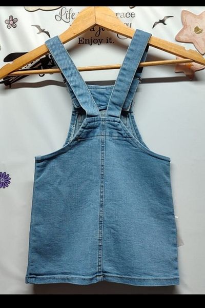 fourcloversfashion Flower Embroidered Denim Gilet Girl's Dress