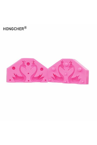 Choice Pink 3D Couple Swan DIY Handmade Art Decoration Silicone Moulds Chocolate Flip Cake Decoration Mould
