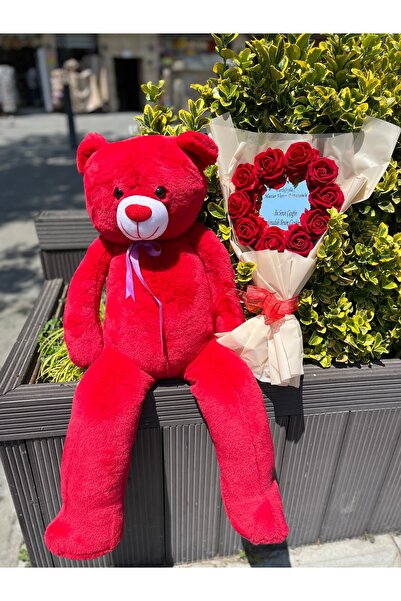 hediye Kişiye Özel Aynalı Gül Buketi ve Peluş Ayıcık Seti